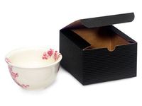 BLACK Gift Boxes 5 x 5 x 3"100% Recycled Pinstripe - 1 Pc Box (1 unit, 100 pack per unit.)
