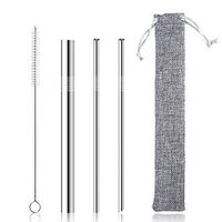 Reusable Eco-Friendly 18/8 Stainless Steel Straws Set, 8.5-inch x 6mm and 12mm Extra Large Straws with M Size Brush and Travel Safe Carrying Bag Case BPA Free Smoothie Bubble Boba Tea Dishwasher Safe