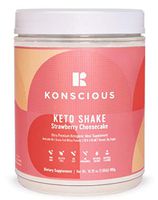 Konscious Keto Shake: MCT Oil, Avocado Oil, Grass Fed Protein, Low Carb High-Fat Keto Meal Replacement (Strawberry Cheesecake) (1-Pack)