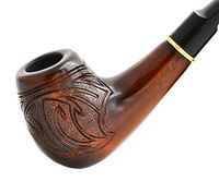 "Tattoo" Pear Wood Hand Carved Tobacco Smoking Pipe Pouch