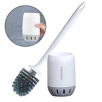 WORTHBUY Toilet Brush and Holder Set Bathroom Toilet Cleaner Brush Set Toilet Cleaning Brush Kit Toilet Bowl Brush with Strong Bristles(Wall Mounted, White)