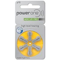 Power One Zinc Air Mercury Free Hearing Aid Batteries, (Yellow), P10, (300 Count)