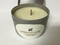 16oz HANDPOURED ECO-SOYA WAX CANDLE IN TIN w/WOOD WICK (Sandalwood Vanilla)