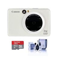 Canon Ivy Cliq+ Instant Camera Printer - Pearl White - Bundle with 16GB MicroSDHC Card. Cleaning KIt
