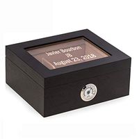 Custom Personalized Espresso Walnut Wood Cigar Humidor with Glass Display Top by Bey Berk