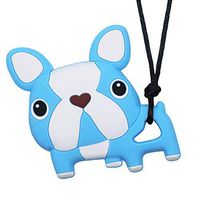 Sensory Chew Necklace for Boys and Girls - Oral Motor Aids Silicone Chewy Pendant Jewelry for Autism ADHD SPD Teething Biting with Special Needs Kids Adults - Cute Blue Dog Chewies Toys
