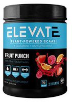 Elevate Nutrition Plant-Based Vegan BCAA Supplement for Muscle Building and Hydration- Energy Booster- All-Natural Food-Sourced BCAA 2:1:1 Ratio- Glutamine, B12, Non-GMO (Fruit Punch)