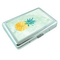 Pineapple Em2 Hip Silver Cigarette Case Id Holder Metal Wallet 4" X 2.75" RFID Protection