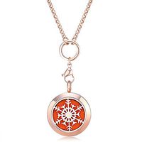 Mesinya Rose Gold Color 316L S.Steel Essential Oils Aromatherapy Diffuser Locket Necklace (Snowflake (1'')