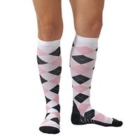 Zensah Argyle Compression Socks,White/Grey/Pink,Small