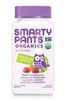 Daily Organic Gummy Toddler Multivitamin: Vitamin C, D3 & Zinc for Immunity, Probiotic for Digestive Support, Omega 3 Fish Oil, Selenium, Biotin, B6, Methyl B12 by SmartyPants 60 Count (30 Day Supply)