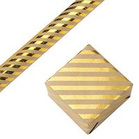 RUSPEPA Kraft Wrapping Paper Roll- Foil Gold Star Shiny Stripe Design Wrapping Paper for Wedding, Birthday, Shower, Congrats 1 Roll - 30 Inch X 16 Feet
