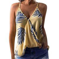 general3 Camisole for Women Summer Fashion Print Sleeveless V Neck Strap Tank Tops Casual Vest Shirt(Yellow,Small)