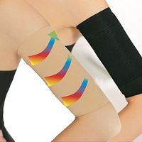 2 Pair Slimming Compression Arm Sleeve Shaper Support Wrap Calories Off/Massage Lose Fat Buster Shaperwear(Black&Nude)