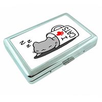 Chibi Cat Love Em1 Hip Silver Cigarette Case Id Holder Metal Wallet 4" X 2.75" RFID Protection