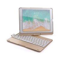 iPad Keyboard Case for/iPad air/air 2/Pro 9.7 Inch,Businda 2017new ipad /2018 new ipad 9.7 inch 360 Degree Rotatable/Plastic Shell Folio Case / 7 Color Backlit/Bluetooth Keyboard/Auto Sleep,Gold