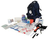 LINE2design First Aid Kit - EMS Emergency First Responder Rescue Fully Stocked Large Medical Supplies Backpack Trauma Kit - EMT - Paramedic - Navy Blue