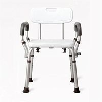 Shower Stool Height Adjustable Non-slip Aluminium Bath / Shower Chair With Back Removeable Armrests and Padded Seat and Back