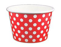 Black Cat Avenue Paper Ice Cream Cups, Polka Dot, Red, 8 Ounce, 50 Count