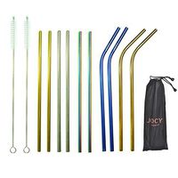 Reusable Straws-Stainless Steel Straws -Reusable Straw Brush-Ultra Long 10.5 Inch - 4 Straight+ 6 Bent+ 2 Brushes+ 1 Pouch by JOCYI