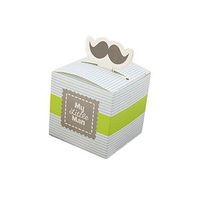 Yalulu 50pcs"My Little Man" Paper Mustache Candy Box Wedding Favors Candy Holder Bags Boy Baby Shower Wedding Party Gift Boxes (Blue)