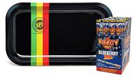 Juicy Jays Juicy Jones Pre-Rolled Blueberry Flavored Cones (Full Box of 24 Cones) with Rolling Paper Depot Rolling Tray (Rasta Racer)