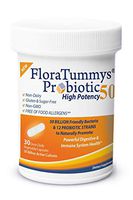 FloraTummys 50 High Potency Probiotic, 50 Billion CFU, 12 Probiotic Strains, Prebiotics, Dairy Free, Gluten Free Probiotic, Non-GMO, Sugar-Free, Free of Food Allergens, Made in USA