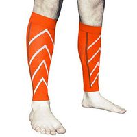 Calf Compression Sleeve Elastic Support Socks Leg Sleeve for Pain Relief Strain Sprain Shin Splints Muscle Tear Cramps Running Basketball Football Soccer Men Women (Orange)