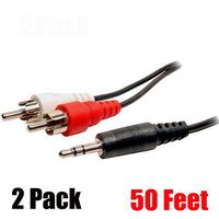 iMBAPrice (Pack of 2) 50 Feet 3.5mm Stereo Male to Two RCA Male Splitter Cable
