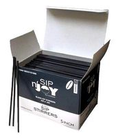 Crystalware, Plastic Stirrer, Sip Stirrer, For Coffee and Cocktail, 5 Inches, 1000/Box, Black