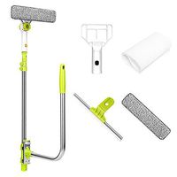 Echaprey Detachable Telescopic U Shaped Professional Window Cleaning Tool Flexible Outside Double-Sided Glass Cleaner Kit Green