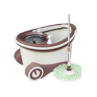 LIUFS-Mop Head Double-drive Rotary Mop Automatic Drowning Mop Cloth Bucket Labor-saving Mop Bucket With Drain Set Mop Hydraulic Rod Plastic Disc 2 Cloth Head (Color : Beige)