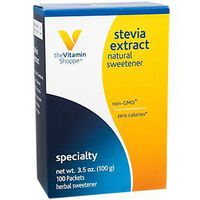 The Vitamin Shoppe Stevia Extract, Natural Sweetener, Non GMO, Zero Calories, Non Bitter Aftertaste, Herbal Sweetener (100 Packets)