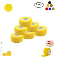 Self Adherent Wrap Tape Medical Cohesive Bandages Flexible Stretch Athletic Strong Elastic First Aid Tape for Sports Sprain Swelling and Soreness on Wrist and Ankle 6 Pack 1Inch X 5Yards(Yellow)