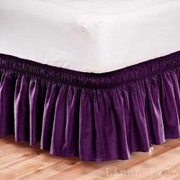 Elastic Bed Skirt Dust Ruffle Easy Fit /Twin Size /Purple