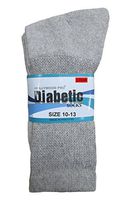 Diabetic Socks 6-PAIRS NON BINDING, GENTLE & RELAXED TOP BLACK, WHITE OR GREY (GREY, 10-13)