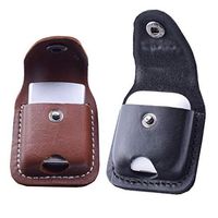 Handmade Fliptop Leather Lighter Pouch Holder Case with Pocket Belt Loop (Brown+Black)