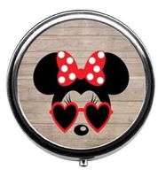 Qien BaiSei Cartoon Bow Little Mouse Pattern Pill Box/Pill Case-Round Pill Box/Case- Three-Compartment Pill Box/Pill Case