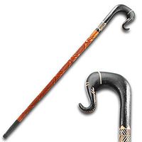 NEW! Men Fashionable Walking Eucalyptus Wood Cane 8 Styles Brown and Black Elephant Horse Derby Knob Curved Opera Styles Great Gift for a Loved One (Brown Elephant Head)