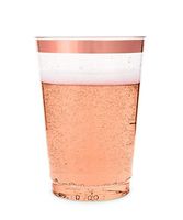 ÉLAN 102 Pack 12oz Premium Disposable Rose Gold Rim Plastic Cups | Hard Crystal Clear Plastic Cups/Tumblers with an Elegant Rose Gold Rim | Ideal for Weddings, Parties and Other Occasions