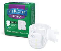 FitRight Ultra Adult Diapers, Disposable Incontinence Briefs with Tabs, Heavy Absorbency, Regular, 40"-50", 4 packs of 20 (80 total)