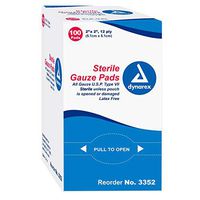 Dynarex Gauze Pad, 2quot; x 2quot;, 12 Ply, Sterile, 100 per Box (DX3352) Category: Bandages and Dressings