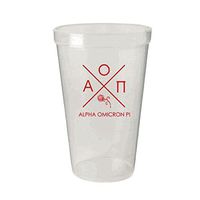 Alpha Omicron Pi White Plastic Stadium Cups, Set of 6 – Sharp Looking Cups Carry Sorority Name, 22-Ounce Size