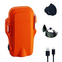 Waterproof Lighter,JiaDa USB Plasma Lighter Rechargeable Electric Lighter Waterproof with Flashlight Flameless Lighter Windproof Arc Lighter for Outdoor Camping Hiking (Orange)