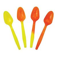 Crazy Color Changing Plastic Spoons Yellow to Orange When Cold - Colorful & Beautiful Birthday Party Spoons - Frozen Dessert Supplies - Made in USA! 25 Count