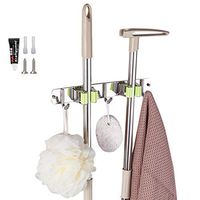 JUSTDOLIFE Mop Holders Mop and Broom Holder No Drilling Metal Wall Mounted Organizer Storage Hooks Hanger Mop Storage Organizer for Bathroom Kitchen Garden and Garage