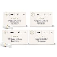 Cora Organic Cotton Non-Applicator Tampons; Chlorine & Toxin Free - Variety Pack - Super/Super Plus (72 Count)