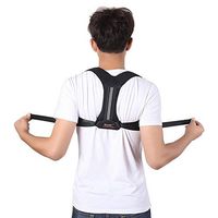 Adjustable Back Posture Corrector Clavicle Shoulder Lumbar Brace Support Belt Prevents Slouching,Black1,S