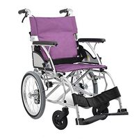 FXNN Transport Wheelchair Wheelchair - Handbrake Design Wheelchair Foldable Aluminum Home Care Cart Suitable for The Elderly Walker (Color : Purple)