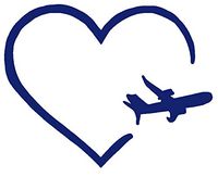 hBARSCI Love Planes & Flying Vinyl Decal - 5 Inches - for Cars, Trucks, Windows, Laptops, Tablets, Outdoor-Grade 2.5mil Thick Vinyl - Cobalt Blue